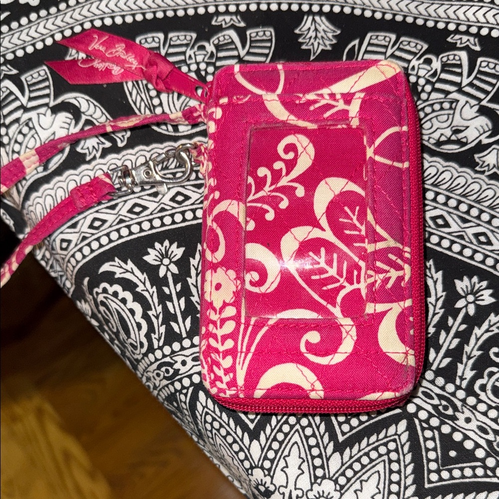 Vera Bradley Floral Pink and Cream Phone Wristlet
